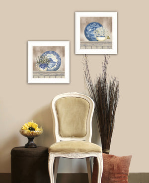 Homeroots Set Of Two The Farmhouse Blues 1 White Framed Print Wall Art White Wood Print 408022