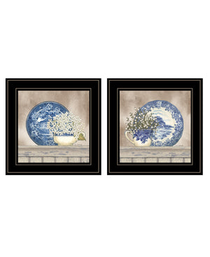 Homeroots Set Of Two The Farmhouse Blues Black Framed Print Wall Art Black And Gold Wood Print 408023
