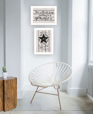 Homeroots Set Of Two His Mercies And Thankful 1 White Framed Print Wall Art White Wood Print 408025