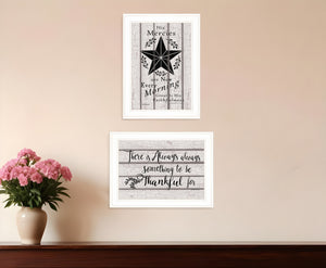 Homeroots Set Of Two His Mercies And Thankful 1 White Framed Print Wall Art White Wood Print 408025
