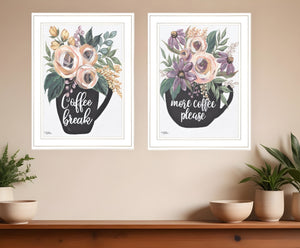 HomeRoots Set of Two Rustic Coffee and Floral Framed Prints - Charming Kitchen Wall Art for Modern Spaces 408027