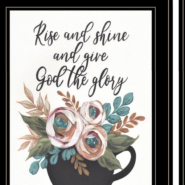 HomeRoots Set of Three Rise and Shine Kitchen Framed Prints – Rustic Wall Art for Modern Farmhouse Decor Black and Gold 408030