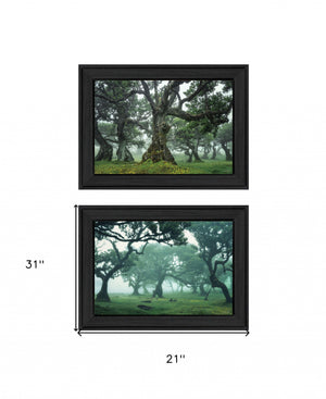 Homeroots Set Of Two Enchanted Forest 2 Black Framed Print Wall Art Charcoal Wood Print 408032