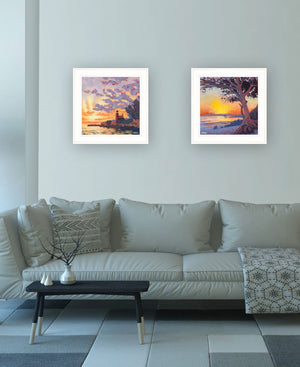 Homeroots Set Of Two Carmel Beach And Lighthouse 1 White Framed Print Wall Art White Wood Print 408035