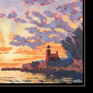 Homeroots Set Of Two Carmel Beach And Lighthouse Black Framed Print Wall Art Black And Gold Wood Print 408037