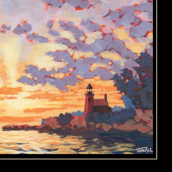 Homeroots Set Of Two Carmel Beach And Lighthouse Black Framed Print Wall Art Black And Gold Wood Print 408037