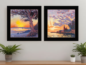 Homeroots Set Of Two Carmel Beach And Lighthouse 4 Black Framed Print Wall Art Black Wood Print 408038