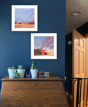 Homeroots Set Of Two Scenic Landscapes With Barns 1 White Framed Print Wall Art  Wood Print 408039