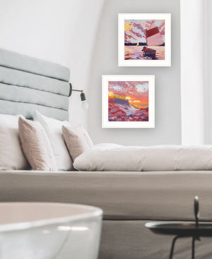 Homeroots Set Of Two Jones Beach And Sailboat 2 White Framed Print Wall Art White And Gold Wood Print 408042