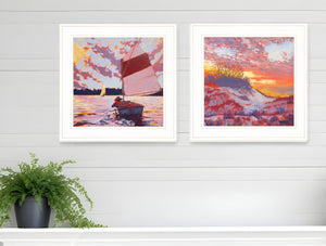 Homeroots Set Of Two Jones Beach And Sailboat 2 White Framed Print Wall Art White And Gold Wood Print 408042