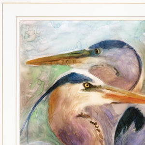 Homeroots Set Of Two Blue Heron Duet White Framed Print Wall Art White Wood Print 408043
