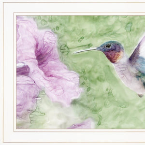 Homeroots Set Of Two Humming Bird 1 And 2 White Framed Print Wall Art  Wood Print 408045