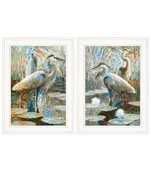 Homeroots Set Of Two Marsh Herons I And Sea Ii White Framed Print Wall Art  Wood Print 408046