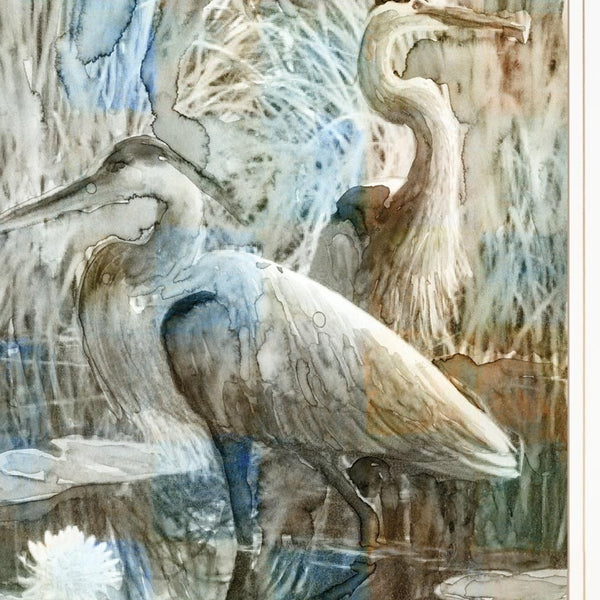 Homeroots Set Of Two Marsh Herons I And Sea Ii White Framed Print Wall Art  Wood Print 408046
