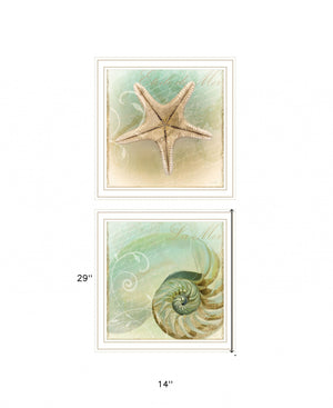 Homeroots Set Of Two The Sea I And Sea Ii 2 White Framed Print Wall Art White Wood Print 408051