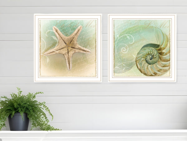 Homeroots Set Of Two The Sea I And Sea Ii 2 White Framed Print Wall Art White Wood Print 408051