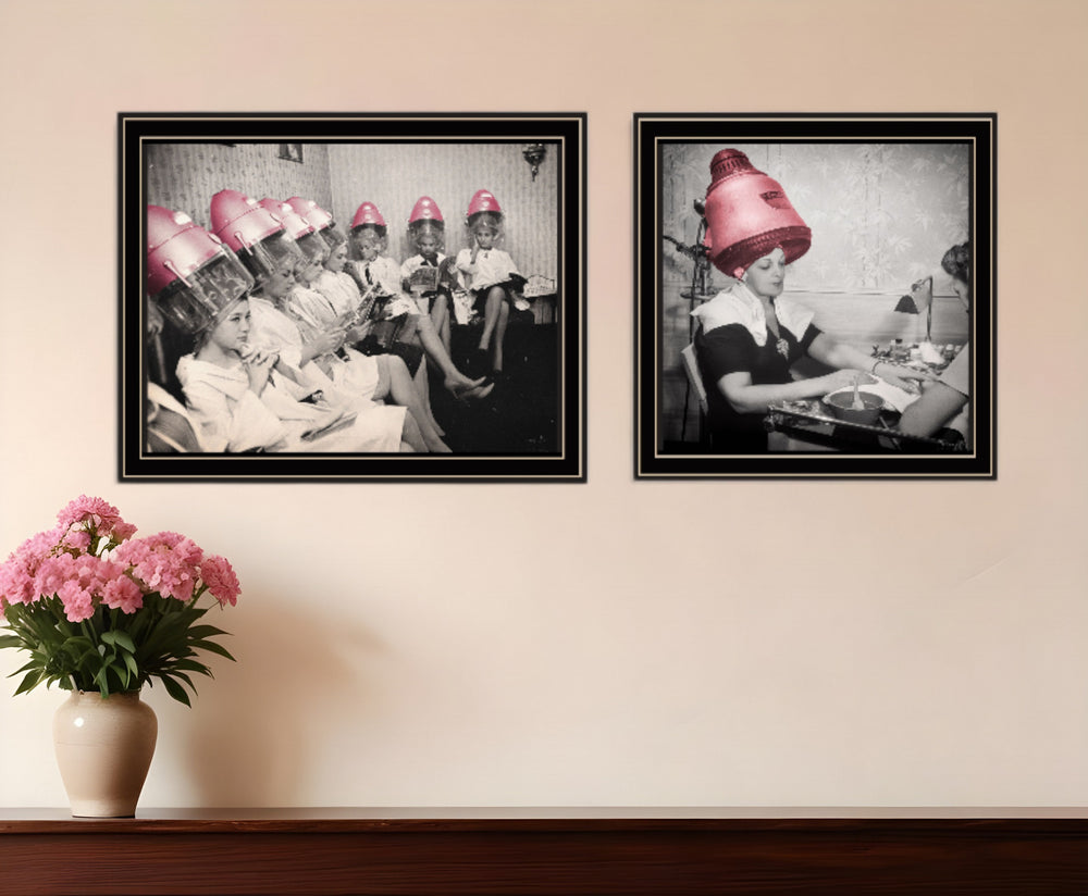 Homeroots Set Of Two The Salon Black Framed Print Wall Art Black And Gold Wood Print 408053