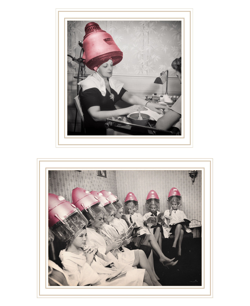 Homeroots Set Of Two The Salon White Framed Print Wall Art  Wood Print 408054