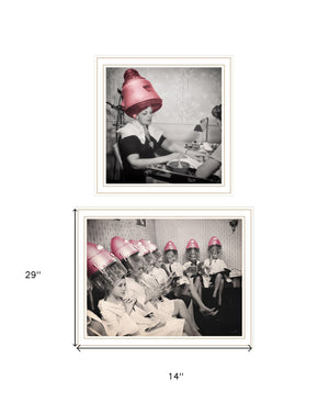 Homeroots Set Of Two The Salon White Framed Print Wall Art  Wood Print 408054