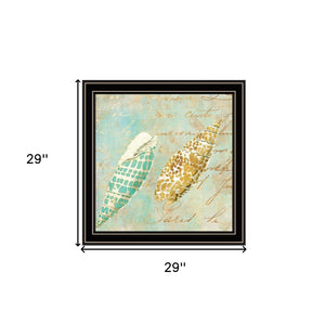 Homeroots Set Of Four Ocean 1 Black Framed Print Wall Art Black And Gold Wood Print 408057