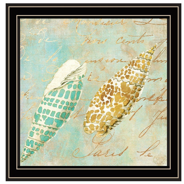 Homeroots Set Of Four Ocean 1 Black Framed Print Wall Art Black And Gold Wood Print 408057