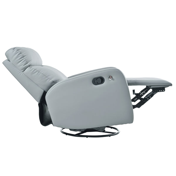 English Elm Swivel 360° Rocker Recliner Chair with Glider, 95-160° Manual Recline, 30° Rocking, Nursery Seat (Blue-Gray) W1028P251470