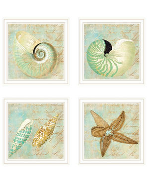 HomeRoots Set of Four Ocean Prints - White Framed Coastal Wall Art for Modern Farmhouse Decor, 29" x 29" 408058