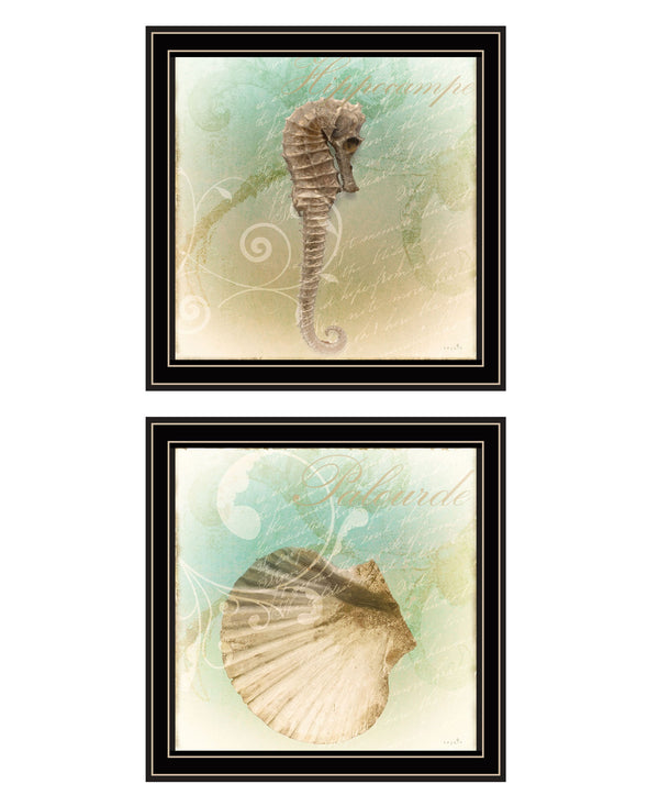 Homeroots Set Of Two The Sea Iii And Sea Iv 1 Black Framed Print Wall Art Black And Gold Wood Print 408059