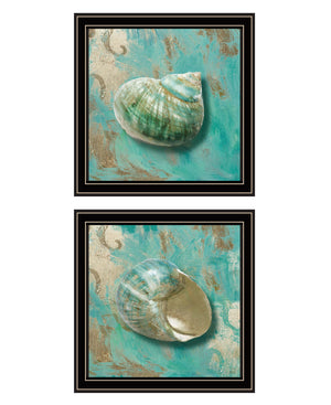 Homeroots Set Of Two Azurica I And Sea Ii 1 Black Framed Print Wall Art Black And Gold Wood Print 408061