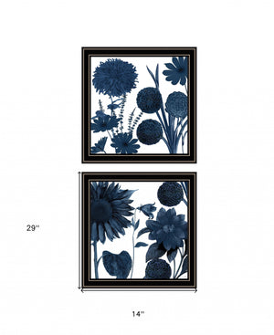 Homeroots Set Of Two Sunflower Blues 1 Black Framed Print Wall Art Black And Gold Wood Print 408063