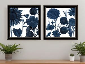 Homeroots Set Of Two Sunflower Blues 1 Black Framed Print Wall Art Black And Gold Wood Print 408063