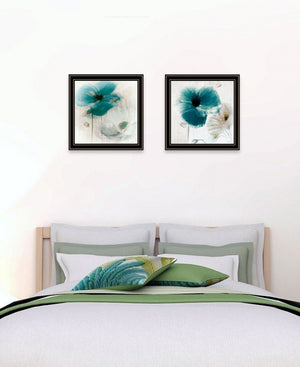 Homeroots Set Of Two Poppy 1 Black Framed Print Wall Art  Wood Print 408065