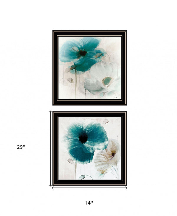 Homeroots Set Of Two Poppy 1 Black Framed Print Wall Art  Wood Print 408065