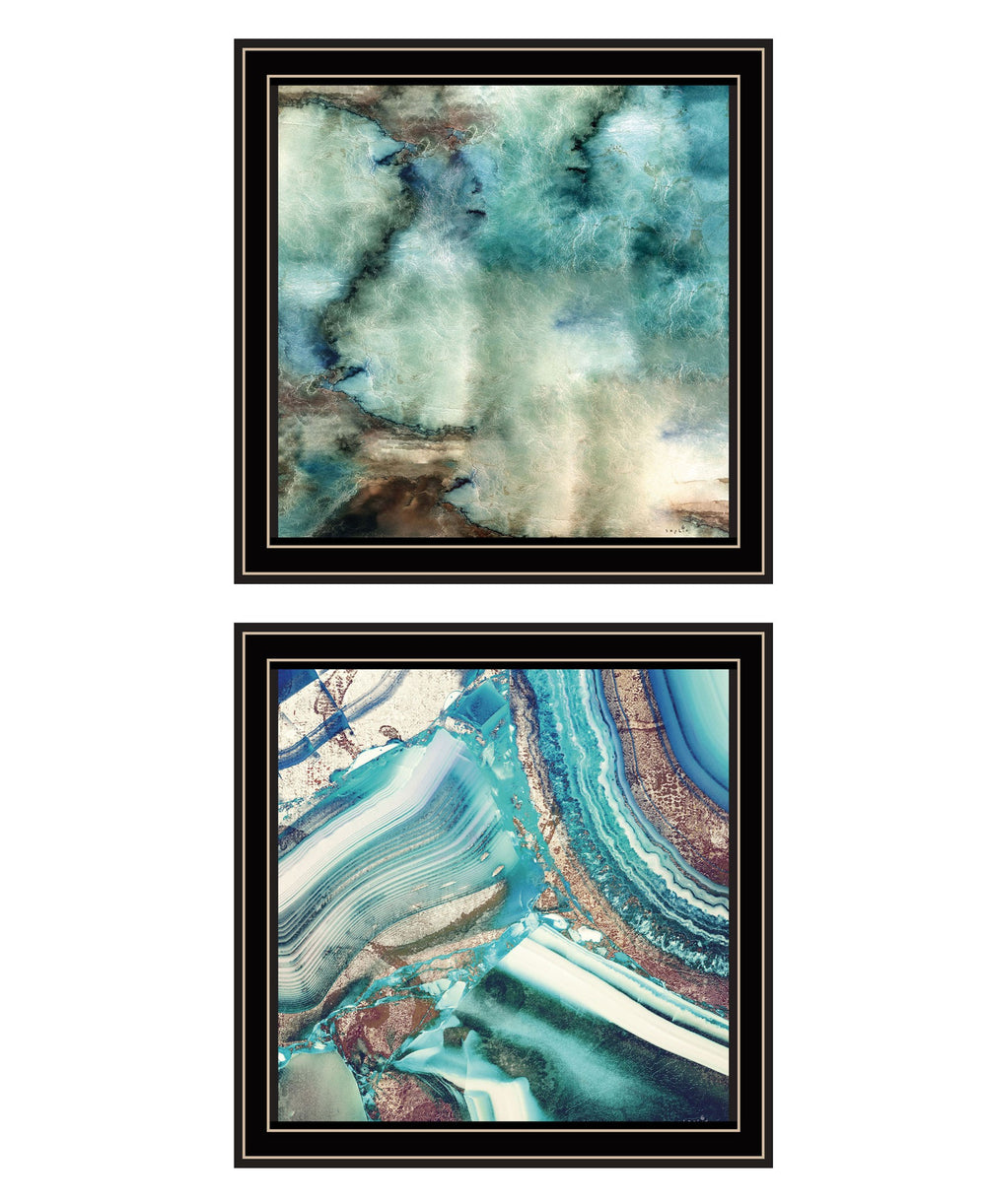 Homeroots Set Of Two Earth Tones I And Sea Ii 1 Black Framed Print Wall Art Black And Gold Wood Print 408069