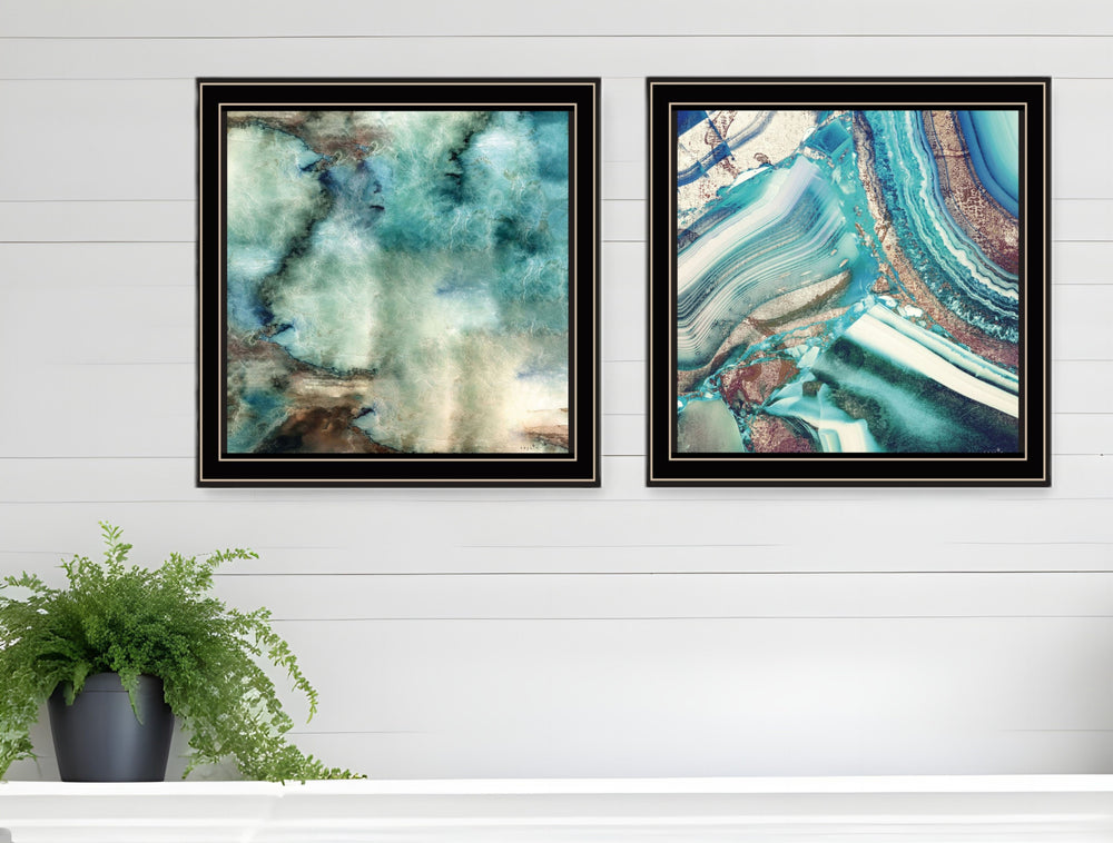Homeroots Set Of Two Earth Tones I And Sea Ii 1 Black Framed Print Wall Art Black And Gold Wood Print 408069