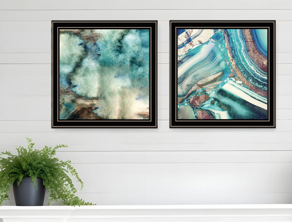 Homeroots Set Of Two Earth Tones I And Sea Ii 1 Black Framed Print Wall Art Black And Gold Wood Print 408069