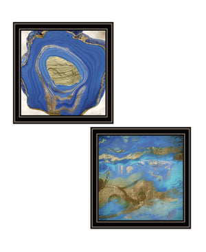 Homeroots Set Of Two Perisse Cobalt 1 Black Framed Print Wall Art  Wood Print 408071