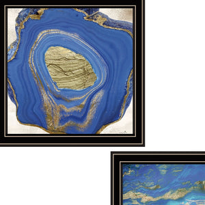 Homeroots Set Of Two Perisse Cobalt 1 Black Framed Print Wall Art  Wood Print 408071