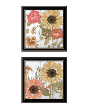 Homeroots Set Of Two Earth To Petals 1 Black Framed Print Wall Art Black And Gold Wood Print 408075