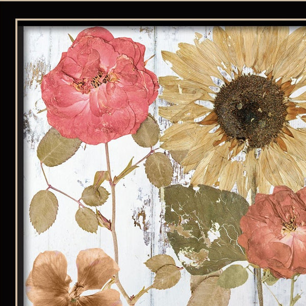 Homeroots Set Of Two Earth To Petals 1 Black Framed Print Wall Art Black And Gold Wood Print 408075