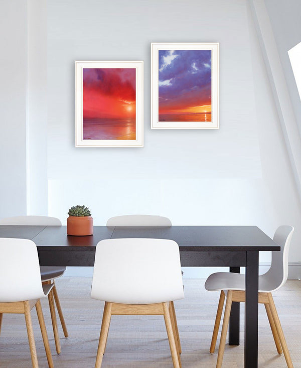Homeroots Set Of Two Sunset White Framed Print Wall Art White Wood Print 408079