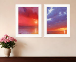 Homeroots Set Of Two Sunset White Framed Print Wall Art White Wood Print 408079