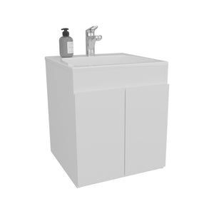 English Elm Bathroom Compact Vanity Cabinet 20.8" H – Engineered Wood Two-Door Storage, Modern Space-Saver White 24.8 L x 22.83 W x 11.81 H B097P395871