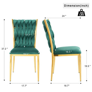 English Elm Modern Velvet Dining Chairs Set of 4 with Gold Legs Curved Back Kitchen Bedroom W210P271009