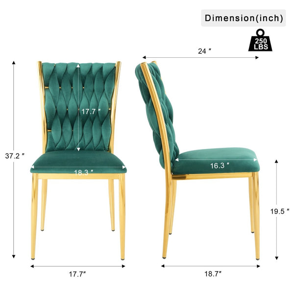 English Elm Modern Velvet Dining Chairs Set of 4 with Gold Legs Curved Back Kitchen Bedroom W210P271009