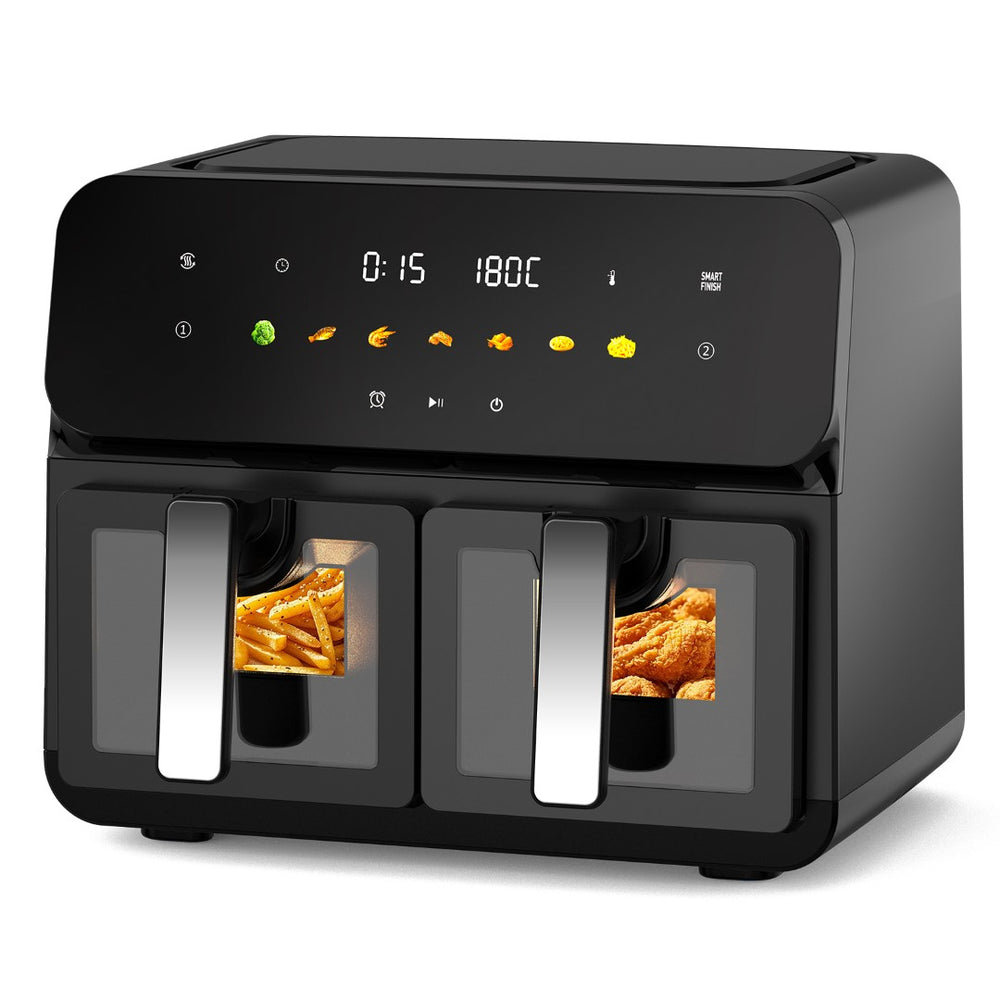 English Elm 10qt Dual Basket Air Fryer with Synccook 1700w Digital Touchscreen Serves Six W1002P481325