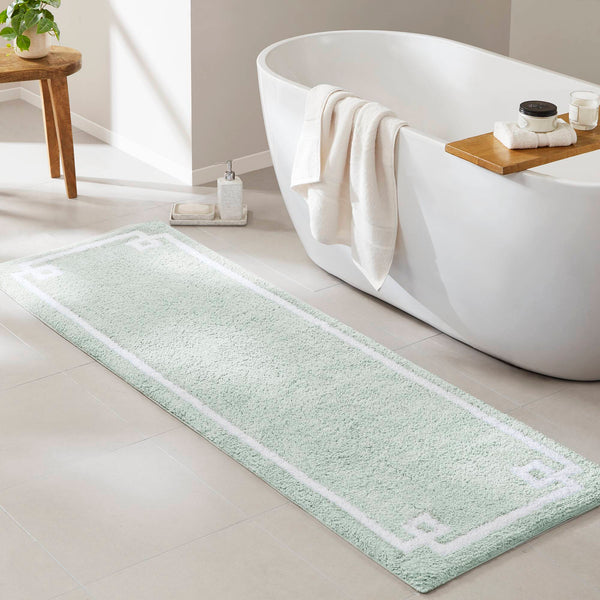 JLA Home Madison Park - Cotton Tufted Bath Rug Runner 24x72 - Plush OEKO-TEX Cotton, Skid-Resistant Backing, Machine Washable Seafoam MP72-3613