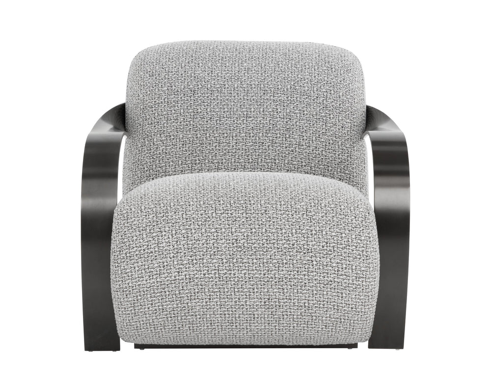 Sunpan Sonesta Lounge Chair - Sculptural Mid-century Design With Twisted Brass Arms In Haute Cobblestone Black Fabric 111577