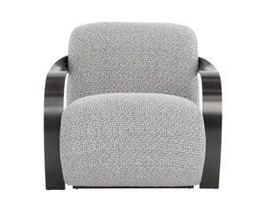 Sunpan Sonesta Lounge Chair - Sculptural Mid-century Design With Twisted Brass Arms In Haute Cobblestone Black Fabric 111577