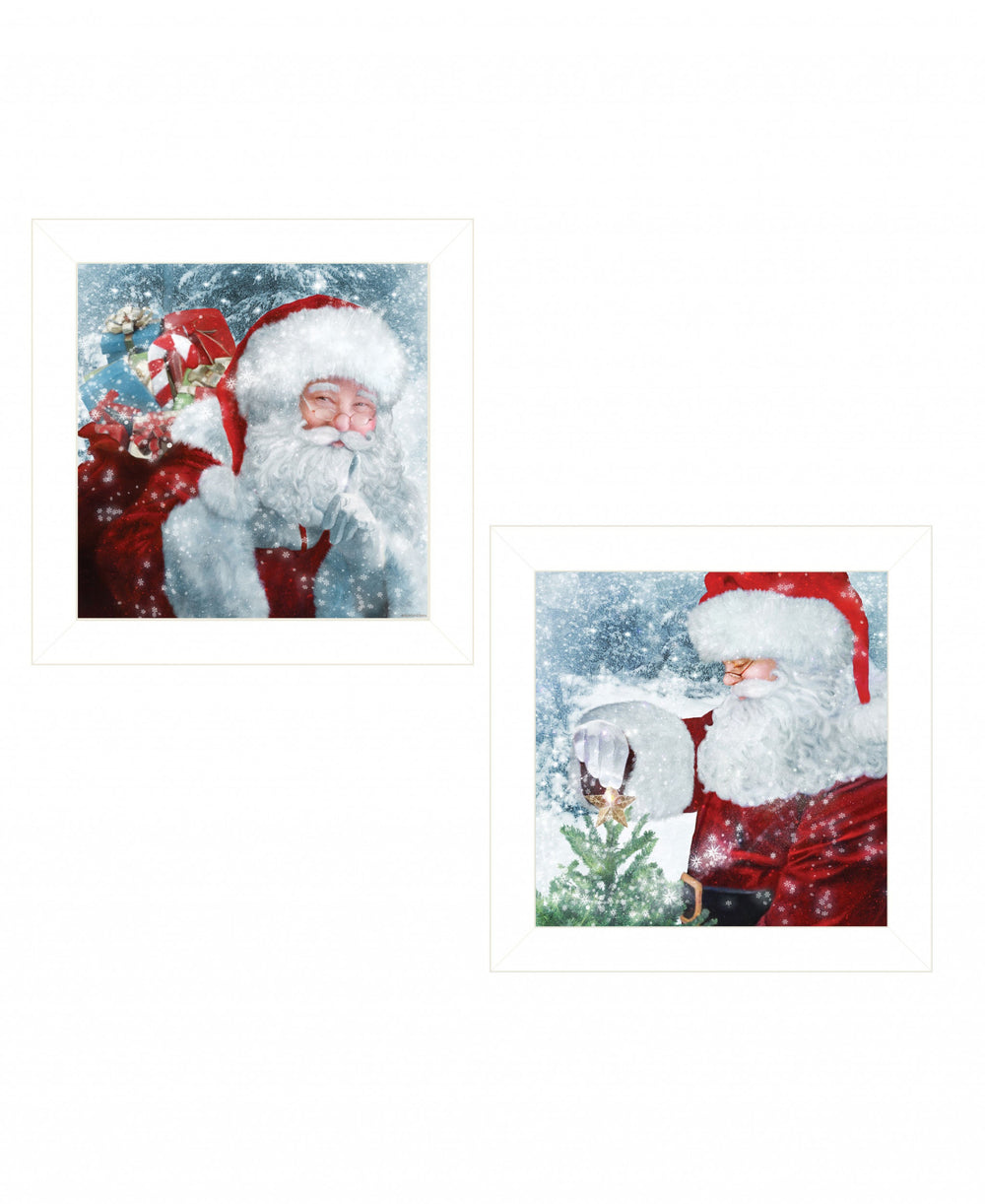 Homeroots Set Of Two Santas Blessings 5 White Framed Print Wall Art  Wood Print 408165